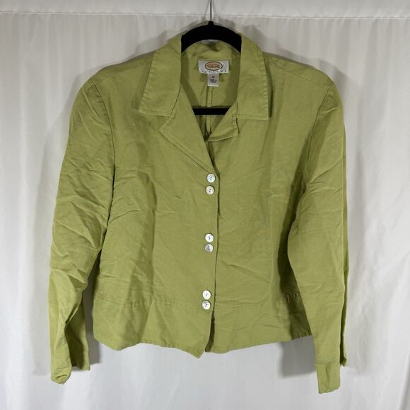 Talbots Linen Blend Jacket Women's 12 Petite Button Up Long Sleeve Lightweight - Picture 1 of 9
